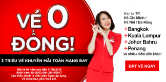 Bay toàn mạng AirAsia chỉ từ 0 đồng hấp dẫn