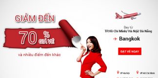 Air Asia KM giảm 70% giá vé bay Bangkok và nhiều điểm đến khác