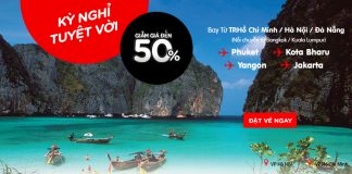 Air Asia giảm 50% giá vé bay châu Á cực sốc