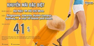 Tiger Air KM bay châu Á chỉ từ 41 USD