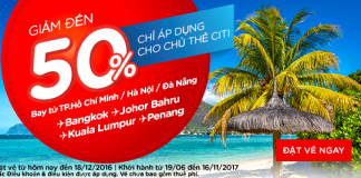 KM đặc biệt cho chủ thẻ CITI Bank – Giảm đến 50% giá vé