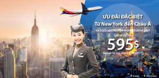 Asiana Airlines KM bay khứ hồi New York – châu Á chỉ từ 595 USD