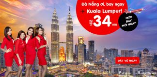 Bay Đà Nẵng – Kuala Lumpur giá chỉ từ 34 USD cùng Air Asia
