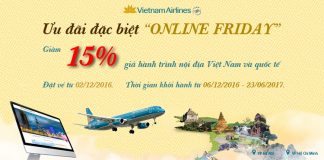 Vietnam Airlines KM Onlines Friday – Giảm 15% giá vé