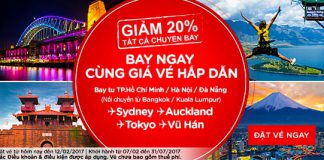 Bay ngay cùng giá vé Air Asia hấp dẫn giảm đến 20%