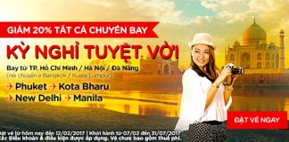 Giảm 20% giá vé toàn mạng bay Air Asia