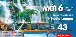 Đến Kuala Lumpur 6 chuyến bay/ngày, vé chỉ từ 43 USD từ Air Asia
