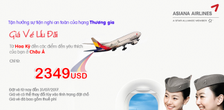 Đến Mỹ – Châu Á sang chảnh, vé khứ hồi Thương gia chỉ từ 2.349USD cùng Asiana Airlines