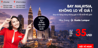 Tận hưởng ưu đãi 35 USD, bay thẳng Nha Trang – Kuala Lumpur cùng Air Asia