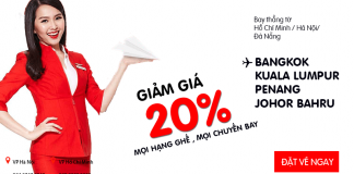 Air Asia KM vàng, giảm đến 20% giá vé đường bay thẳng ở Châu Á