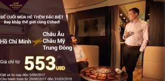 Du lịch muôn nơi với vé Etihad khứ hồi siêu rẻ từ 553 USD