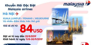 Tận hưởng KM đặc biệt – Bay ngay mùa thu, vé từ 84USD của Malaysia Airlines