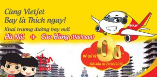 Cơ hội đến Cao Hùng trong tầm tay – Với trăm nghìn vé 0Đ siêu KM từ Vietjet