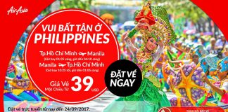 Air Asia ưu đãi vé bay thẳng HCM – Manila từ 39 USD đánh bại mọi KM