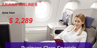 Bay đẳng cấp giá vé hạng Thương gia cực thấp – Chỉ từ 2.289USD của Asiana Airlines