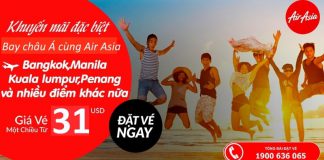 Vòng quanh châu Á cùng Air Asia, giá vé ưu đãi chỉ từ 31 USD Air Asia KM vé chỉ từ 31 USDac
