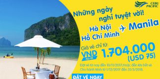 Cebu Pacific KM đặc biệt đến TP. Manila xinh đẹp, vé chỉ từ 70 USD ưu đãi KM vé đi Manina.