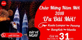 Chào năm mới 2018 – Khởi hành chuyến bay cùng Air Asia vé chỉ từ 31 USD Đón năm mớ 2018, vé Air Asia chỉ từ 31 USD