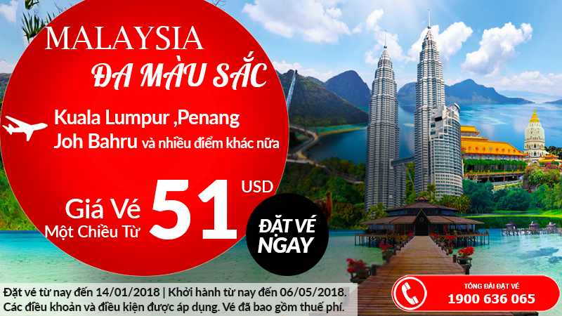 Air Asia mở bán vé máy bay đi Malaysia giá rẻ