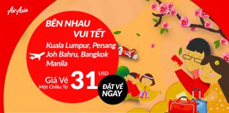 Du lịch châu Á không cần nhìn đến giá – Vé Air Asia 1 chiều chỉ từ 31 USD Săn vé Air Asia giá rẻ chỉ từ 31 USD