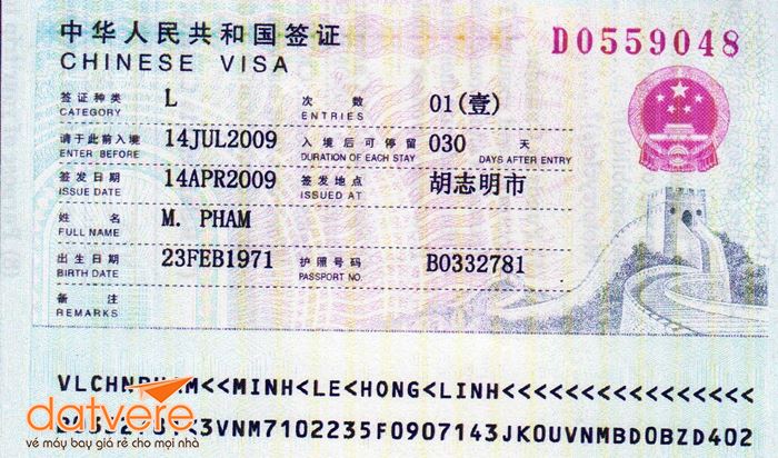 Làm gấp visa đi du lịch Trung Quốc
