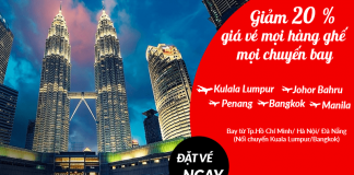 Bay châu Á tiết kiệm đến 20% – Đặt vé Air Asia từ nay đến hết ngày 25 tháng 2 Khuyến mãi giảm giá vé đặc biệt của Air Asia