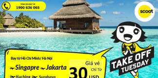 Hốt vé Scoot bay châu Á ngay từ Việt Nam giá chỉ từ 30 USD/chiều Vé Scoot một chiều chỉ từ 30 USD