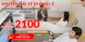 Bay Mỹ – châu Á đẳng cấp, vé Asiana Airlines khứ hồi hạng Thương gia từ 2100 USD Chương trình khuyến mại Asiana Airlines
