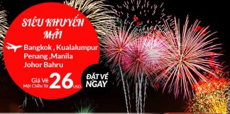 Bay châu Á tiết kiệm đến cuối tháng 5/2019 – Vé Air Asia chỉ từ 26 USD/chiều Air Asia mở bán vé một chiều chỉ từ 26 USD