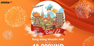 Mừng đại lễ Jetstar Pacific mở bán nhiều hành trình vé chỉ từ 48.000 VND Đặt vé Jetstar Pacific chỉ từ 48.000 Đ