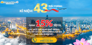 Từ nay đến 30/4 đặt vé Vietnam Airlines hành trình bay nội địa tiết kiệm đến 15% Chương trình khuyến mại từ Vietnam Airlines