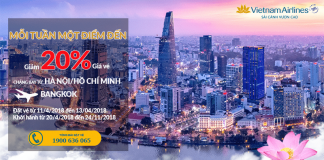 Bay Bangkok và nhiều điểm đến quốc tế khác, vé Vietnam Airlines giảm giá đến 20% Chương trình khuyến mại mỗi tuần một điểm đến - VNA