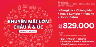 Air Asia khuyến mãi bay khắp châu Á và châu Úc chỉ từ 829.000VND Săn vé máy bay khuyến mãi Air Asia