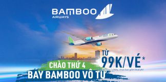 Hàng ngàn vé máy bay Bamboo Airways 99k trong chương trình khuyến mãi chào thứ 4 Hàng ngàn vé máy bay Bamboo Airways 99k trong chương trình khuyến mãi chào thứ 4