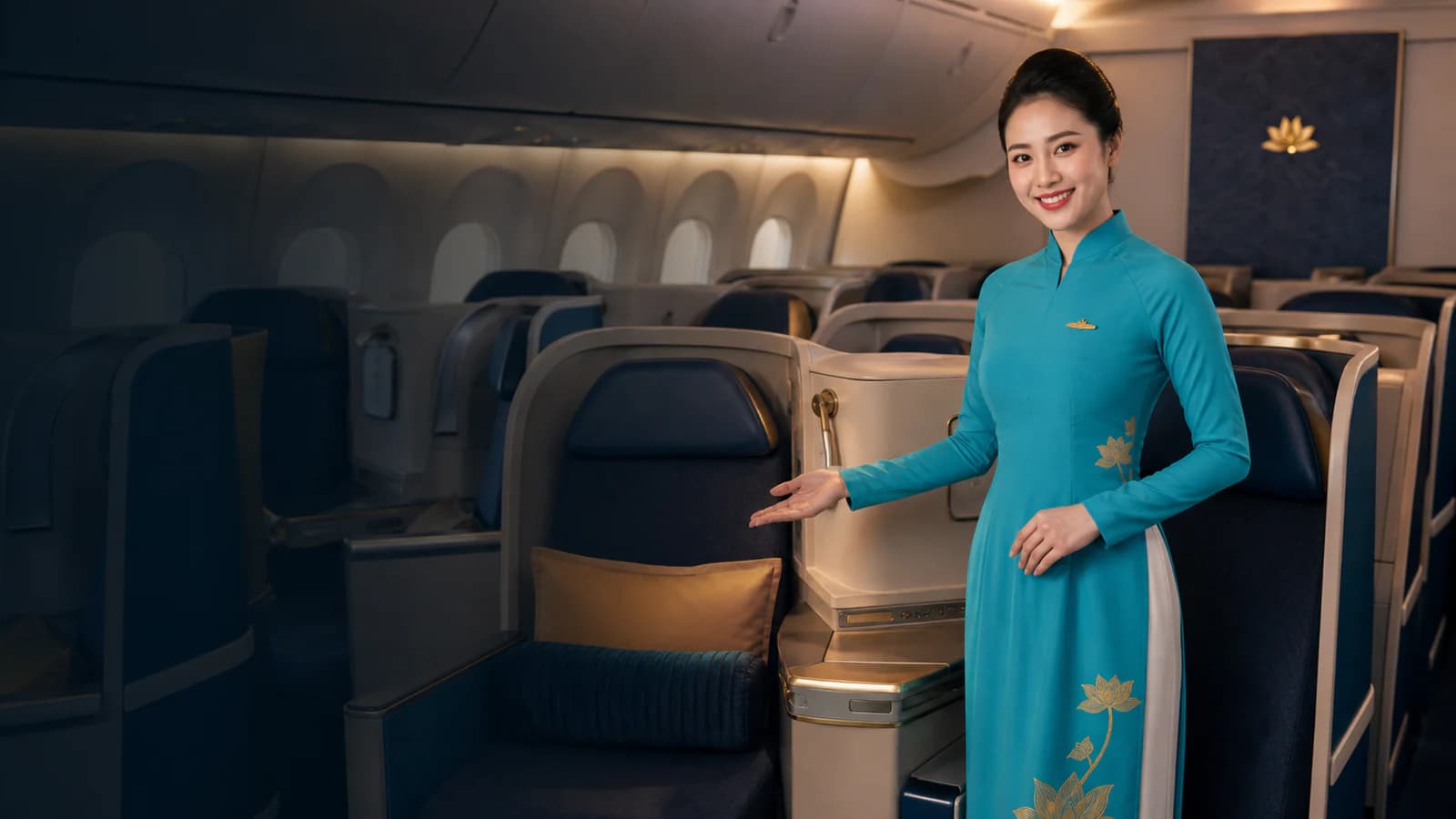 Tiếp viên và khoang ghế thương gia Vietnam Airlines