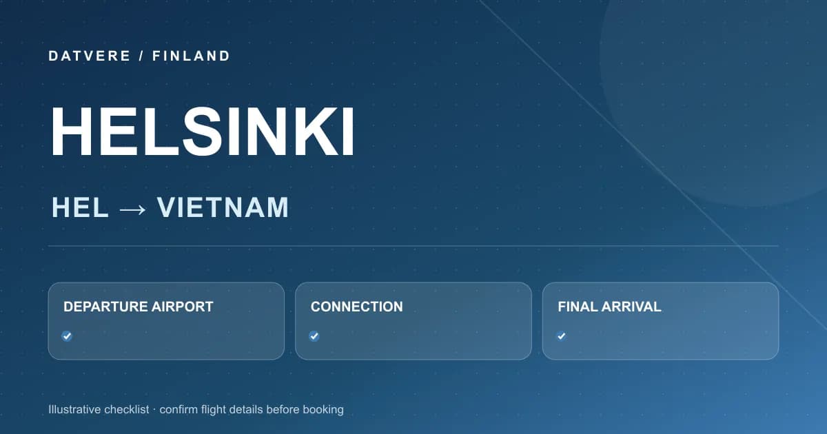 Sơ đồ minh họa các bước chọn vé từ Helsinki (HEL) về Việt Nam