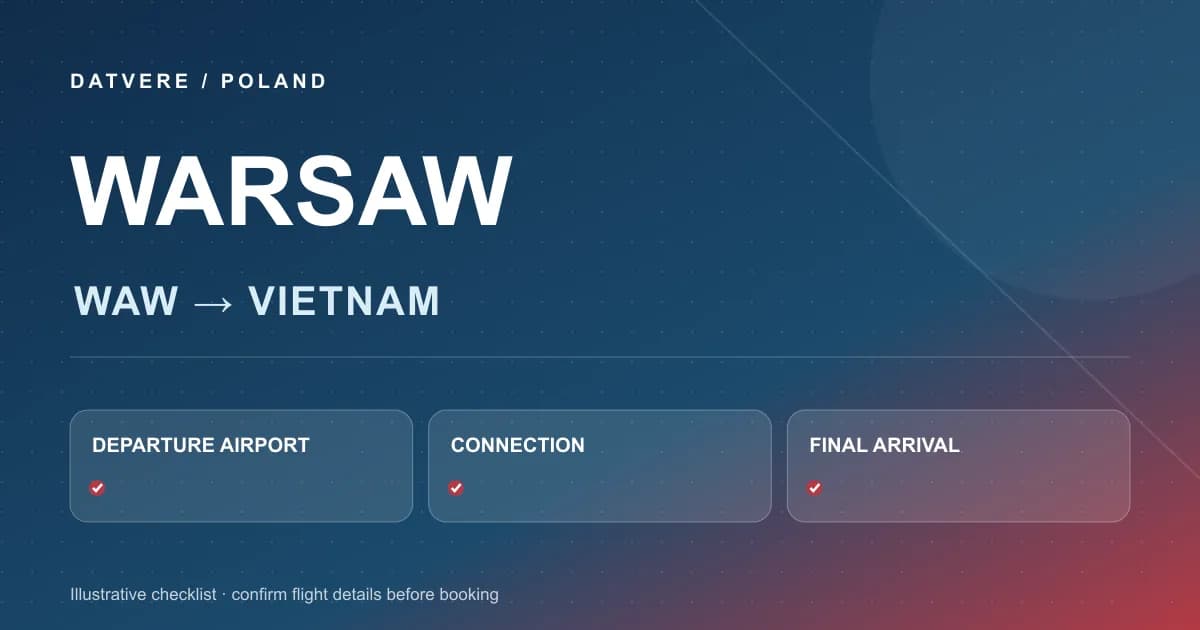 Sơ đồ minh họa các bước chọn vé từ Warsaw (WAW) về Việt Nam
