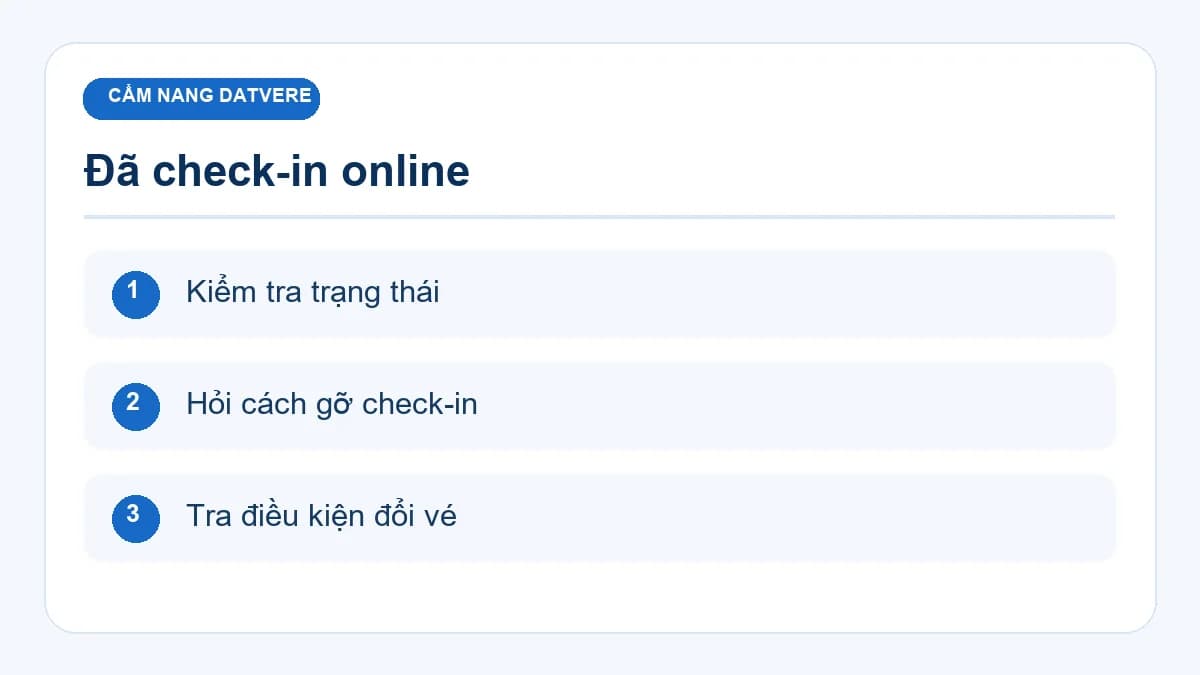 Checklist chính cho bài: Đã check-in online có đổi vé được không? Các bước cần kiểm tra