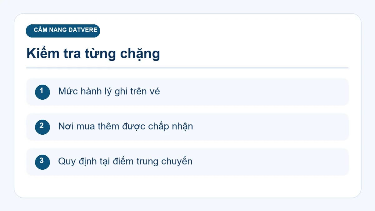 Các bước kiểm tra bổ sung cho bài: Mua thêm hành lý cho chuyến bay nối chuyến: kiểm tra từng chặng thế nào?