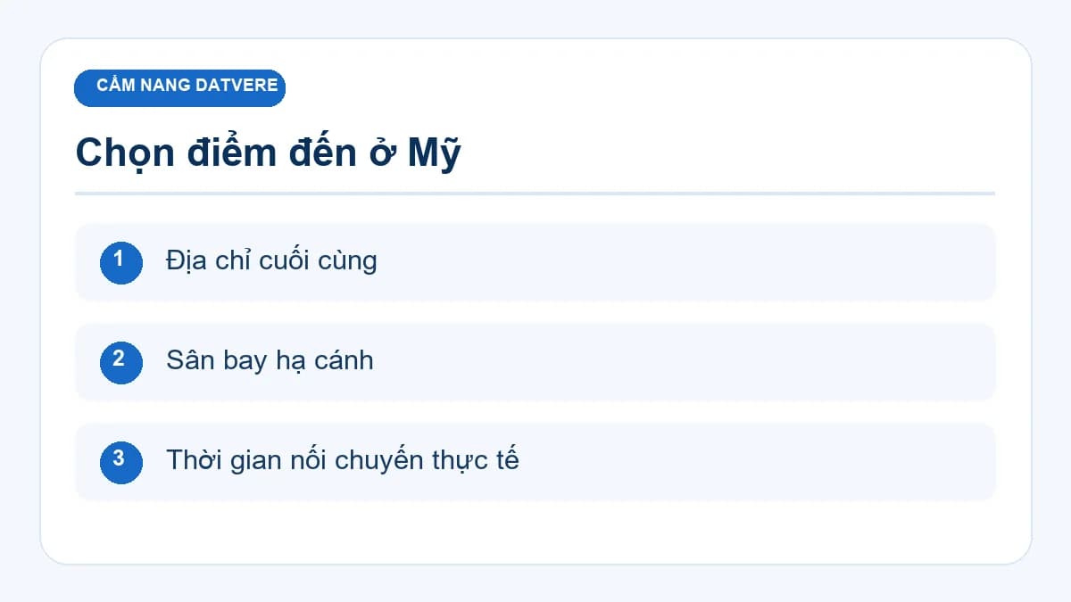 Checklist chính cho bài: Mua vé đi Mỹ: cách chọn thành phố đến và hành trình nối chuyến