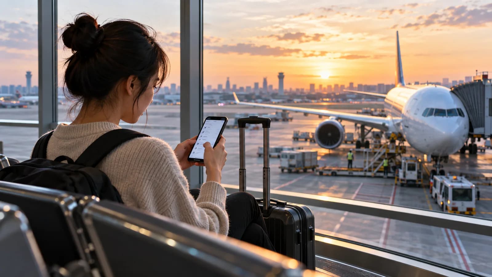 Hành khách kiểm tra hành trình nối chuyến trước chuyến bay đi Mỹ