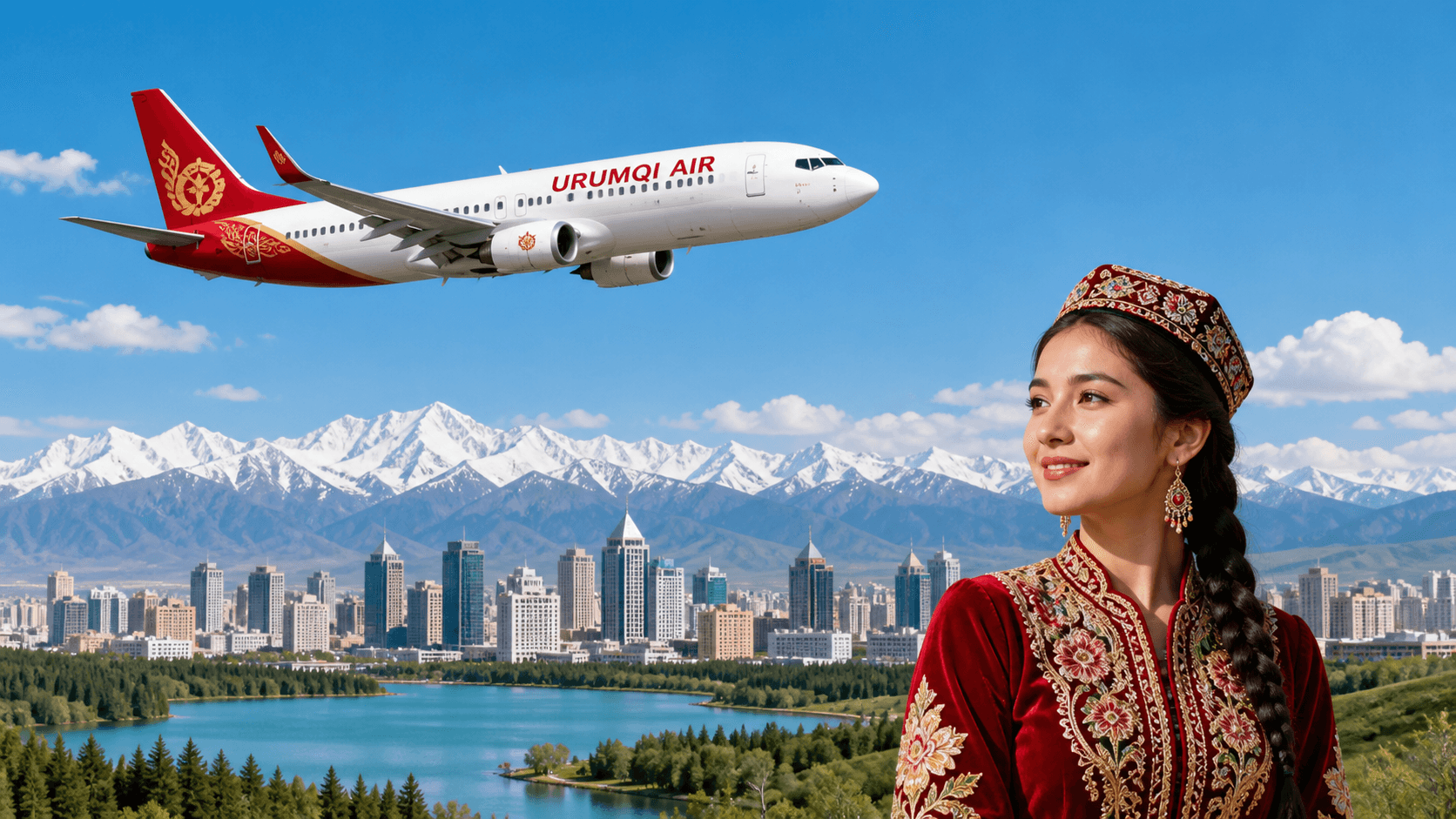 Máy bay Urumqi Air đang bay gần Ürümqi