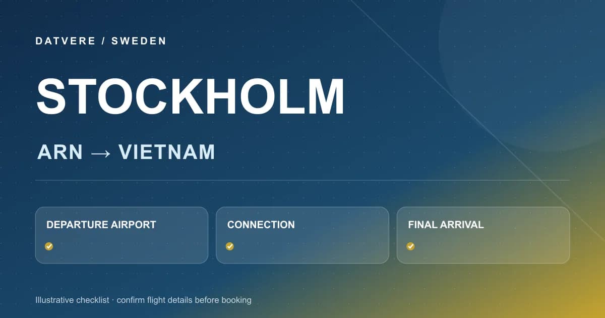 Sơ đồ minh họa các bước chọn vé từ Stockholm (ARN) về Việt Nam