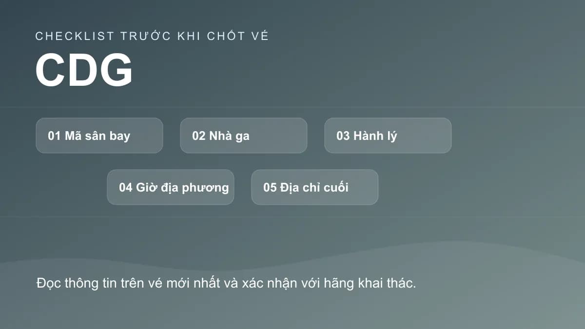Checklist chính cho bài: Nối chuyến tại Paris CDG: kiểm tra nhà ga và vé liền thế nào?