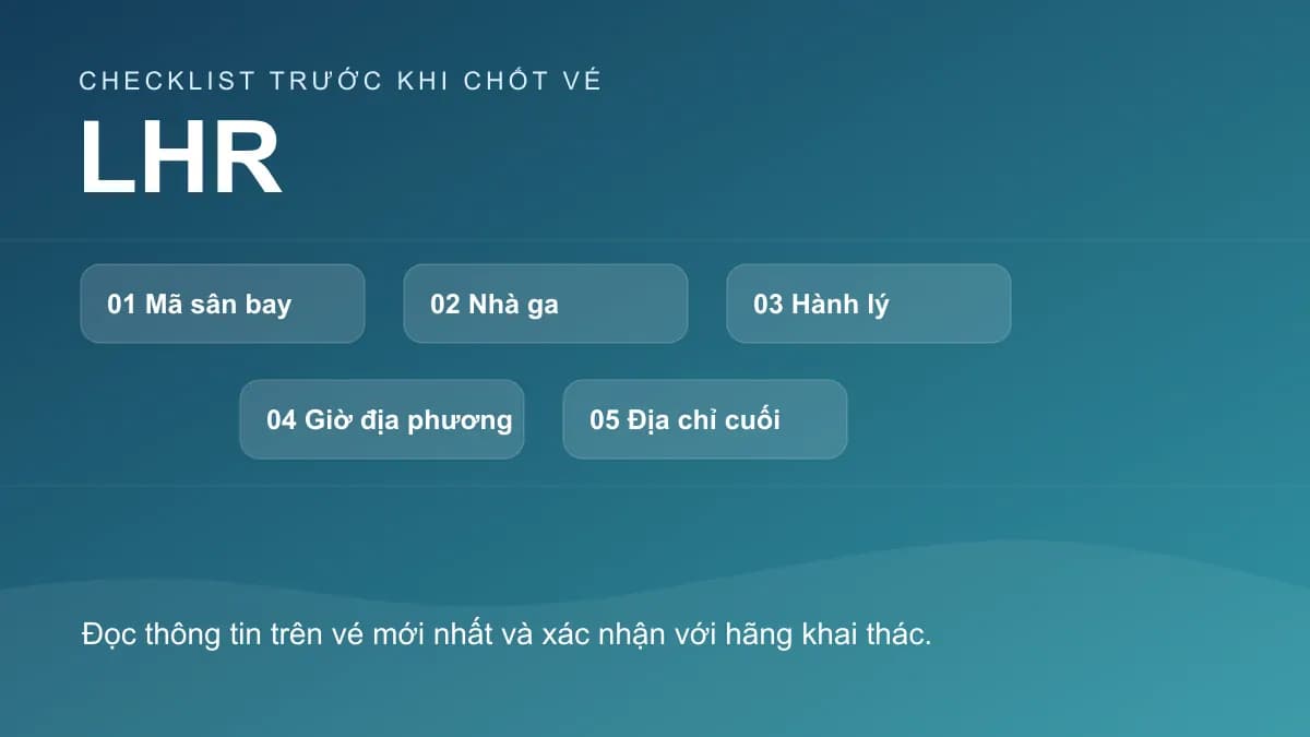 Checklist chính cho bài: Đến London Heathrow (LHR): nhà ga và điểm đến cuối cần kiểm tra gì?