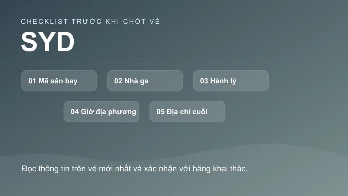 Checklist chính cho bài: Đến sân bay Sydney (SYD): chuẩn bị gì nếu còn chặng bay nội địa?