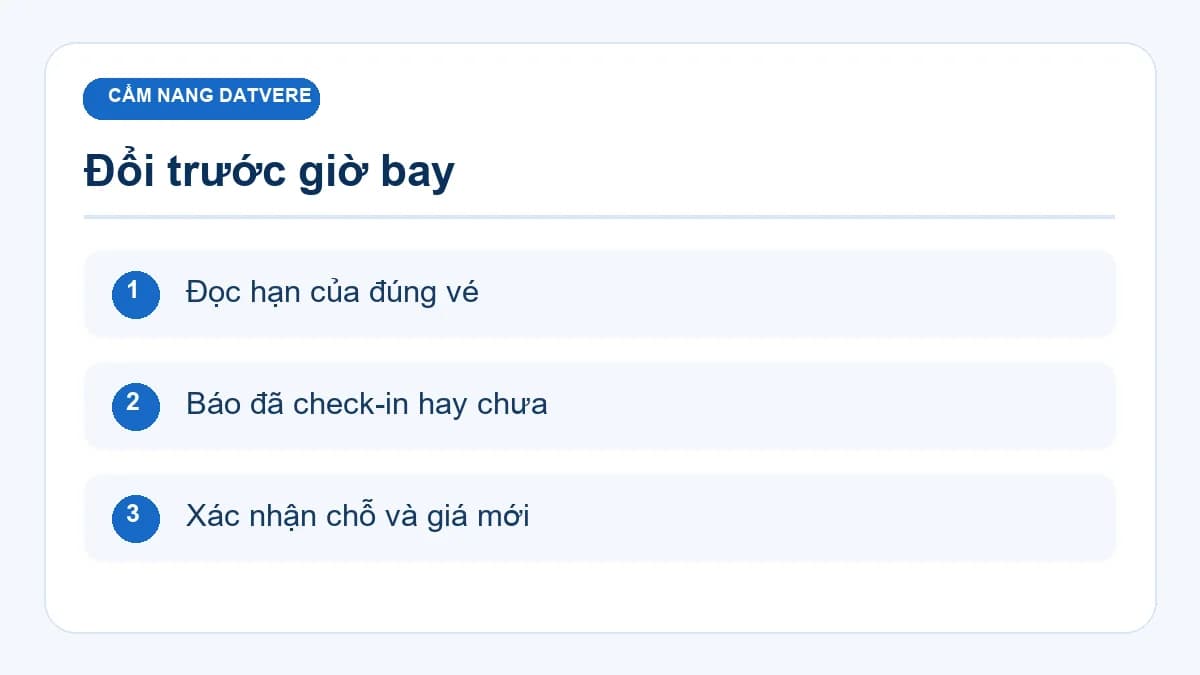 Checklist chính cho bài: Đổi vé trước giờ bay: kiểm tra gì để tránh phí bỏ chỗ?